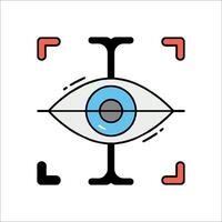 An eye icon with a camera and a red line vector