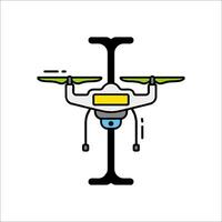 A small drone flying in the air on a white background vector