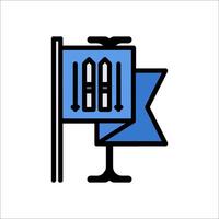 A blue and white flag with a blue arrow vector