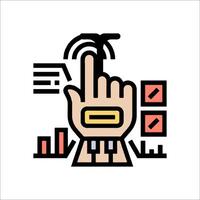 A hand with a finger on a touch screen icon vector