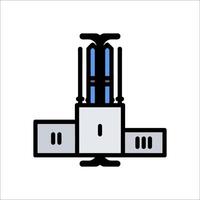 A blue and white icon of a machine vector