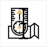 A clock and a compass icon on a white background vector