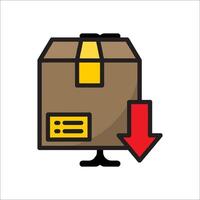 A box with a red arrow pointing down on it vector