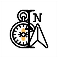 A black and white logo with a compass and a map vector