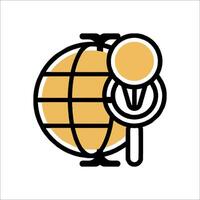 A globe with a magnifying glass and a magnifying glass vector
