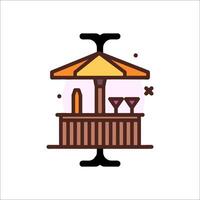 Bar with umbrella and drinks icon illustration vector