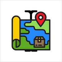 A map with a pin and a map marker vector
