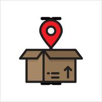 A box with a map pin on it vector