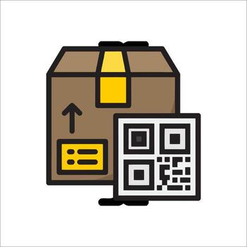 un caja con un qr código en eso y un qr código en el caja vector