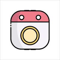 A pink and white camera icon on a white background vector