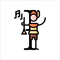 A cartoon man playing the trumpet with music notes vector