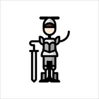 A knight with a sword and shield icon vector