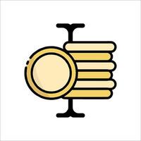 A stack of coins on a stand with a coin in the middle vector