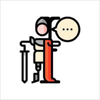 A cartoon man with a sword and a speech bubble vector