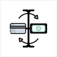 A flat icon of a credit card and money vector