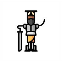 A cartoon character holding a sword and wearing armor vector