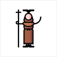 A cartoon man holding a stick and a cross vector