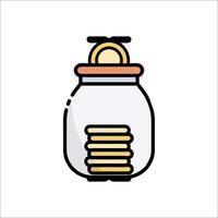 A jar with coins inside on a white background vector