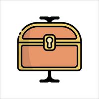 An icon of a chest with a key on it vector