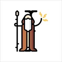 A cartoon character holding a stick and a torch vector