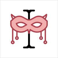 A pink mask with horns and a devil's face vector