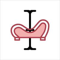 An illustration of a chair with a seat and a foot vector