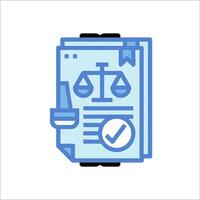 A document with scales and a check mark vector