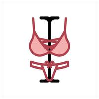 A woman's bra on a stand with a heart on it vector