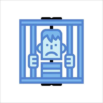A man in a jail cell with a sad face vector