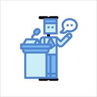 A robot is giving a speech at a podium vector