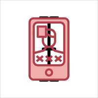 A red phone with a red cross on it vector