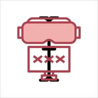 A red and pink virtual reality headset icon vector