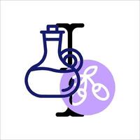 A purple and white logo with a flask and a bicycle vector