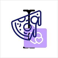 A pizza slice with a heart on it vector
