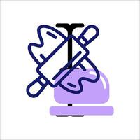 A purple and black icon of a knife and fork vector