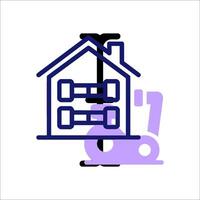 A house with a forklift and a fork vector