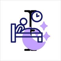 A person in bed with a clock on the wall vector