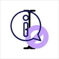 A purple icon with a person standing in front of a sign vector