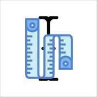 A blue and white icon of a ruler and a tape measure vector
