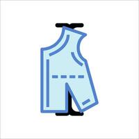 A blue vest with a measurement on it vector
