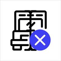 A blue and black icon with a cross and a sign that says no vector