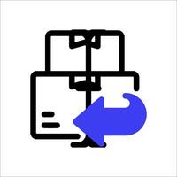 A blue arrow pointing to a box with a blue arrow vector