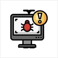 A computer monitor with a red bug on it vector