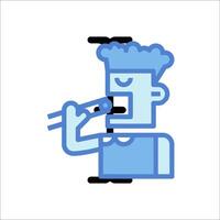 A cartoon man with a toothbrush in his mouth vector