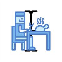 A man sitting at a table with a knife and fork vector