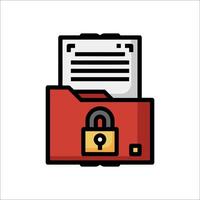 A red folder with a padlock on it vector