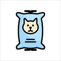 A cat is sitting in a bag on a white background vector