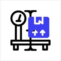 A blue and black icon of a clock and a box vector