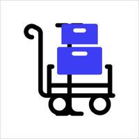 A blue cart with two boxes on it vector