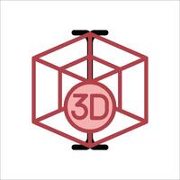 The 3d cube logo with the word 3d in red vector